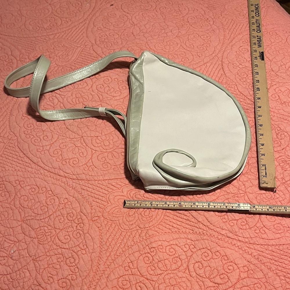 Carol Hearty off white light grey leather sling Crossbody Bag purse